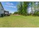 Lush, green backyard offers plenty of space for outdoor activities, with a covered porch in view at 1928 Vandiver Way, Apex, NC 27523