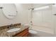 Bathroom featuring a shower, bathtub, and modern vanity at 202 Verrazano Pl, Clayton, NC 27520