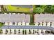 An aerial view of townhomes with backyard decks, showcasing the community layout at 2740 Laurelcherry St, Raleigh, NC 27612