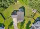 Aerial view of the home and property, showcasing the roof, driveway, and surrounding landscaping at 303 Sylvias Ct, Durham, NC 27703