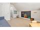 Bonus room with neutral carpet and chalkboard, perfect for a playroom or creative space at 303 Sylvias Ct, Durham, NC 27703