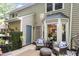 This backyard features comfortable seating and a cozy outdoor space for relaxing at 318 Silverberry Ct, Cary, NC 27513
