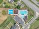 A bird's-eye view of the community pool, playground, and amenity center at 325 Buckhorn Branch Park, Clayton, NC 27520