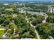 An expansive aerial view showcases the neighborhood's mature trees and tranquil surroundings at 4001 Pin Oak Rd, Raleigh, NC 27604