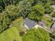 Aerial view of a home with a large yard, privacy fence, and mature trees at 411 Bon Air Ave, Durham, NC 27704