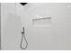 Modern shower with rainfall showerhead and a built-in niche at 411 Bon Air Ave, Durham, NC 27704