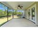 Relaxing screened porch featuring ceiling fan and backyard views at 550 Spring Flowers Dr, Cameron, NC 28326
