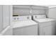 Bright laundry room features washer, dryer, and neutral walls at 5911 Westcreek Pl, Raleigh, NC 27606