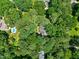 Beautiful aerial perspective of property and surrounding forest, providing a sense of seclusion and natural beauty at 608 Misty Isle Pl, Raleigh, NC 27615
