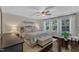 Spacious main bedroom with a tray ceiling, hardwood floors, and plenty of natural light at 6509 Conaway Ct, Wake Forest, NC 27587