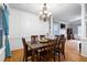 Bright dining room featuring paneled walls, hardwood floors, and elegant chandelier at 709 Bonhurst Dr, Holly Springs, NC 27540