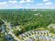 Beautiful aerial view of the neighborhood, showcasing the community layout, mature trees, and proximity to city at 744 Birch Arbor Cir, Raleigh, NC 27604