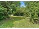 Spacious backyard with lush green grass surrounded by trees at 1006 E Harnett St, Dunn, NC 28334