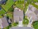 An aerial view showcases backyard area and landscaping of the property at 118 Fox Run Ct, Durham, NC 27705