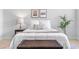 Bedroom close-up with neutral tones, decorative pillows and wicker chest at 118 Fox Run Ct, Durham, NC 27705
