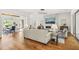 Bright living room featuring stone fireplace and open floor plan at 1409 Montvale Ridge Dr, Cary, NC 27519