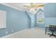 Quaint bedroom with neutral carpet and a window allowing natural light at 206 W Stoneybrook Ct, Benson, NC 27504