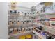 Organized pantry with shelves filled with labeled containers and various food items at 2122 Aventon Ln, Morrisville, NC 27560