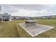 Community park ping pong table on a concrete slab and lush green lawn with neighborhood houses at 2122 Aventon Ln, Morrisville, NC 27560
