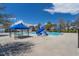 Outdoor pool with a slide, sunshades and plenty of seating, promising summer fun for all at 2122 Aventon Ln, Morrisville, NC 27560