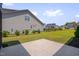 The home's backyard features a lush lawn and a concrete patio, with views of neighboring homes at 3020 High Plains Dr, Fuquay Varina, NC 27526