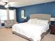 Spacious main bedroom with blue walls, a comfortable seating area, and ample natural light at 3650 Pleasants Ridge Dr, Wake Forest, NC 27587