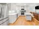 Spacious kitchen featuring stainless steel appliances and modern white cabinetry at 4021 Converse Dr, Raleigh, NC 27609
