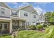 Townhome backyard featuring a screened porch, patio with planter box, and well-maintained lawn at 5936 Hourglass Ct, Raleigh, NC 27612