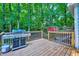 Deck with a grill, steps, and a wooded backyard at 838 Joyner Ct, Wake Forest, NC 27587
