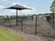 Community dog park featuring black chain-link fencing, shade structure, and bench seating at 1116 Sidney Creek Dr # 1116, Zebulon, NC 27597