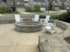 Outdoor community fire pit featuring Adirondack chairs and natural stone accent walls at 1116 Sidney Creek Dr # 1116, Zebulon, NC 27597