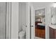Bright bathroom showing an open doorway looking into a bedroom at 121 Fort Jackson Rd, Morrisville, NC 27560