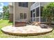 A flagstone patio and hot tub highlight the backyard landscaping and design at 1211 E Pointe Dr, Durham, NC 27712