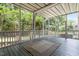 Enjoy the outdoors on this screened porch with wood flooring and views of the surrounding landscape at 1211 E Pointe Dr, Durham, NC 27712