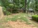 Backyard featuring wood fence and various trees and bushes at 1913 Rendall St, Burlington, NC 27215