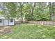 Spacious backyard featuring a shed, a wooden fence, and mature trees, perfect for outdoor enjoyment at 2031 Englewood Ave, Durham, NC 27705