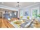 Spacious open-concept layout with stylish living room flowing into a modern kitchen, perfect for entertaining and comfortable living at 2031 Englewood Ave, Durham, NC 27705
