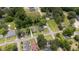 A neighborhood surrounded by mature trees in an aerial view at 208 S College Ave, Kenly, NC 27542