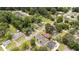 Aerial view of the property and neighborhood, showcasing its location and surrounding greenery at 208 S College Ave, Kenly, NC 27542