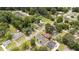 An aerial view showcases this property's cozy house, surrounded by the green trees of the neighborhood at 208 S College Ave, Kenly, NC 27542