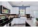 Kitchen featuring white cabinetry, stainless steel appliances, a farmhouse sink, and attractive backsplash at 2501 Springfield Park Dr, Raleigh, NC 27614