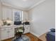 Home office area featuring custom cabinets, built in desk, and window at 259 Brown Bear, Chapel Hill, NC 27517