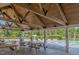 Outdoor pool house with picnic tables, shaded seating, and views of the sparkling community pool at 259 Brown Bear, Chapel Hill, NC 27517