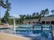 Community pool with play area and seating with umbrellas, and nearby roofed pool house at 259 Brown Bear, Chapel Hill, NC 27517