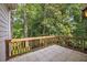 Outdoor deck area surrounded by lush greenery and mature trees at 2725 Rosedale Ave, Raleigh, NC 27607