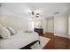 Cozy main bedroom with a ceiling fan, hardwood floors and a view to the closet at 2725 Rosedale Ave, Raleigh, NC 27607