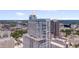 An aerial view of a contemporary building with views of the city skyline at 301 Fayetteville St # 2611, Raleigh, NC 27601