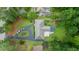 Aerial view of a well-maintained property featuring mature trees, a circular driveway, and lush greenery at 3934 Hope Valley Rd, Durham, NC 27707