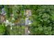 An aerial view showcases the property's serene, tree-lined neighborhood and well-maintained landscaping at 3934 Hope Valley Rd, Durham, NC 27707