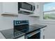 Modern kitchen appliances feature a sleek design and stainless steel microwave at 408 N Maple St, Graham, NC 27253